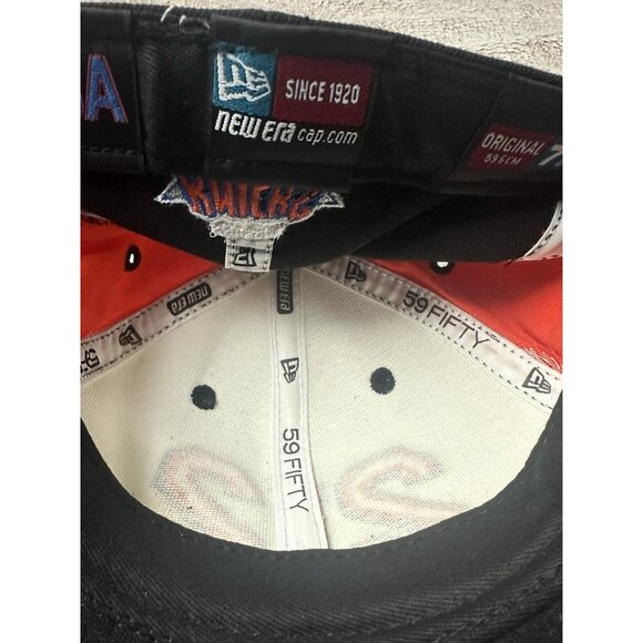 New York Knicks Hat Cap Fitted 7 1/2 White Orange Area Code 212 NBA New Era New - Picture 9 of 12